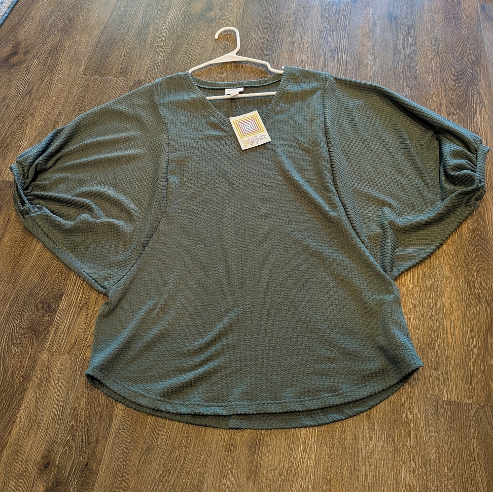 Lularoe Women's Dark Green Short Sleeve Renee Top XS - Picture 3 of 8